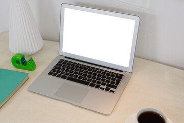 Fototapeta premium Laptop and office accessories on table