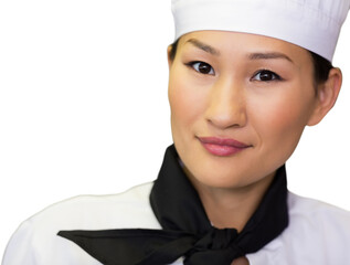 Closeup portrait of a smiling female cook