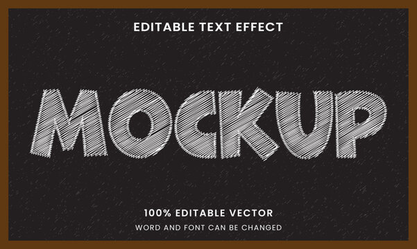 sketch chalk board logo mock up template Editable text Effect