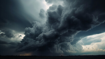 Naklejka na ściany i meble Ominous dark abstract storm clouds. Generative AI