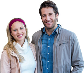 Smiling couple looking at camera