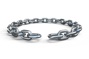 3d image of broken silver metal chain 