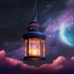 Ramadan Kareem lantern with crescent moon Generative ai
