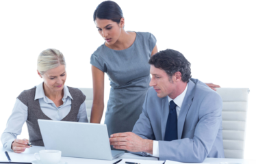 Business people using laptop