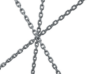 3d illustration of silver metal chain 