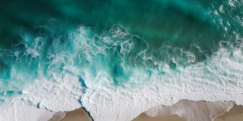 Fototapeten Aerial perspective of white wave splash in the deep sea © Fernando
