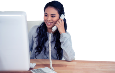 Smiling Asian woman on phone call