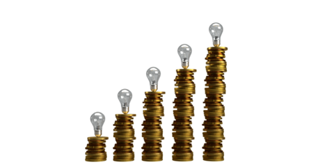 coin golden money step up growth light bulb lamp idea symbol sign business financial inflation stack recession budget cash price currency rising saving debt loan bill increase inflation cost banking 