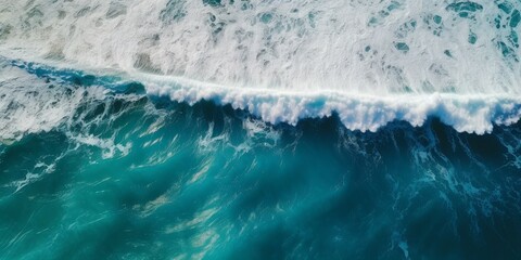 Fototapeta na wymiar Aerial perspective of white wave splash in the deep sea