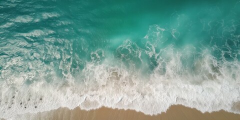 Naklejka na ściany i meble Tropical beach and sea waves captured by drone
