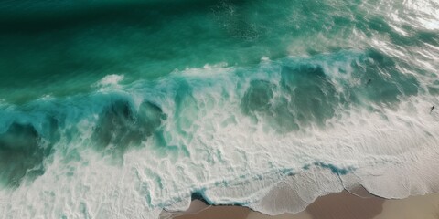 Obraz premium Tropical beach and sea waves captured by drone