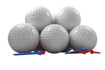 Close-up of golf balls with tees