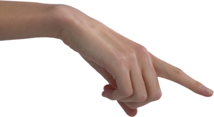 Womans hand using invisible screen