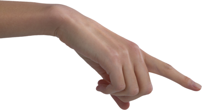 Womans hand using invisible screen