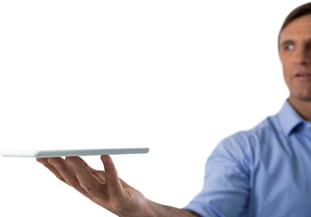 Man holding digital tablet