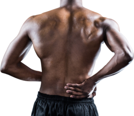 Muscular athlete suffering through back pain