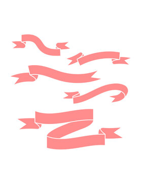 Vintage empty pink ribbon roll set template illustration