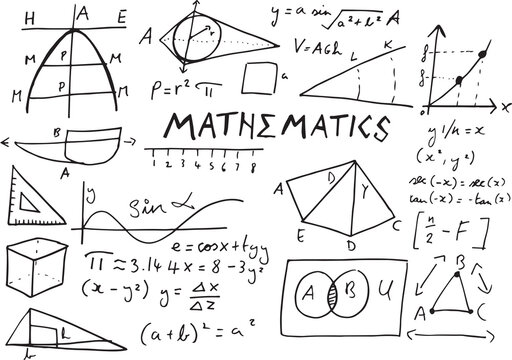 Mathematics text with geometric shapes