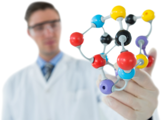 Scientist experimenting molecule structure