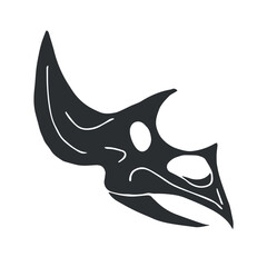 Vector hand drawn sketch black triceratops dinosaur skull isolated on white background © Sweta