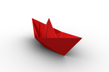 Naklejka premium Studio shot of red paper boat