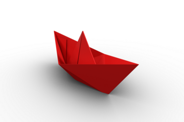 Studio shot of red paper boat