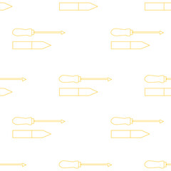 Digitally generated image of screwdriver and pen in yellow color