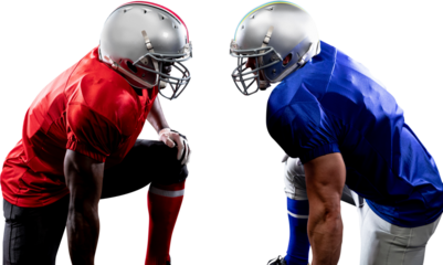 Two American football players head to head