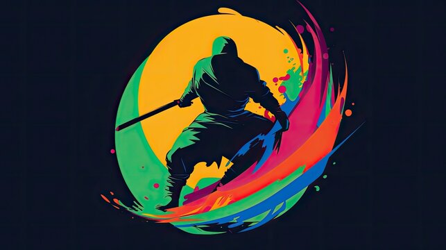 Silhouette Of Ninja Cutting Through Something