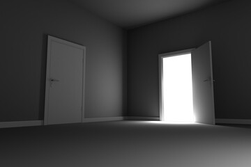Obraz premium Illustration of open and closed door