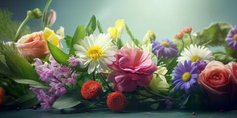 Obraz na płótnie Canvas Vivid spring bouquet for Mother's Day banner