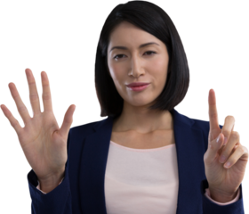 Businesswoman using invisible screen