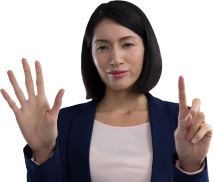 Businesswoman using invisible screen