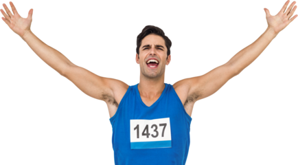 Cheerful athlete man screaming