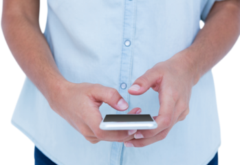 Close up of woman using her smartphone