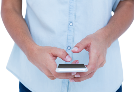 Close up of woman using her smartphone