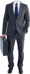 Headless businessman standing with briefcase