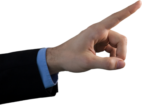 Cropped hand of businessman touching invisible interface