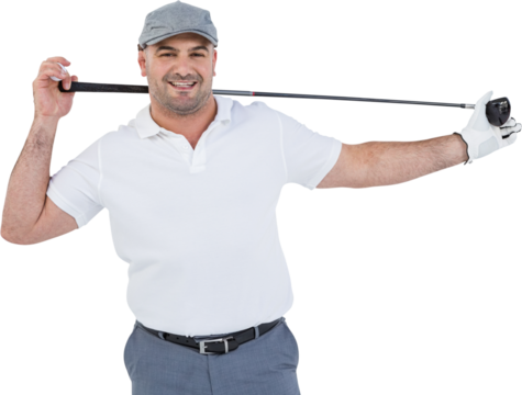 Portrait of golf player holding a golf club