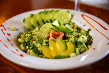 Avocado Cucumber and Lime salad