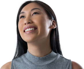 Cheerful Woman looking away