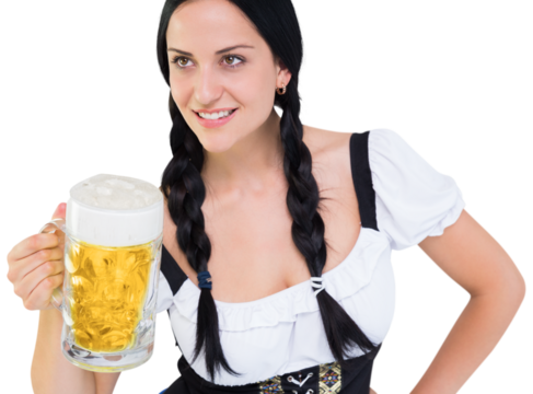 Pretty oktoberfest girl holding beer tankard