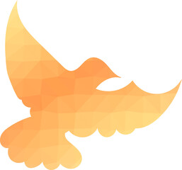 Translucent orange glass in flying bird shape