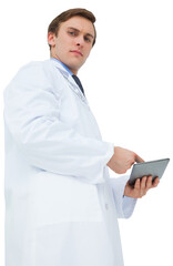 Young doctor using tablet pc