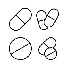 Pills icon vector illustration. capsule icon. Drug sign and symbol