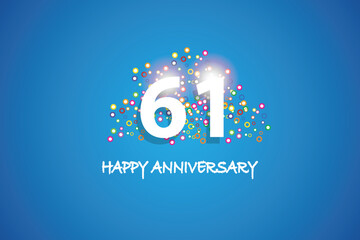 61th anniversary on blue background
