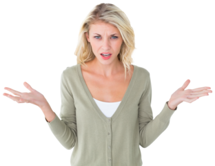 Pretty young blonde looking confused