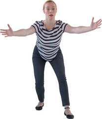Woman pretending to hold an invisible object