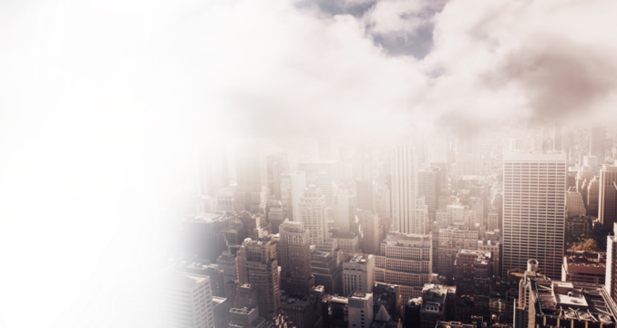 Digital composite image of cityscape