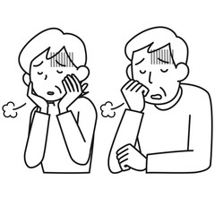 Obraz premium 憂鬱な表情のシニア女性とシニア男性の上半身